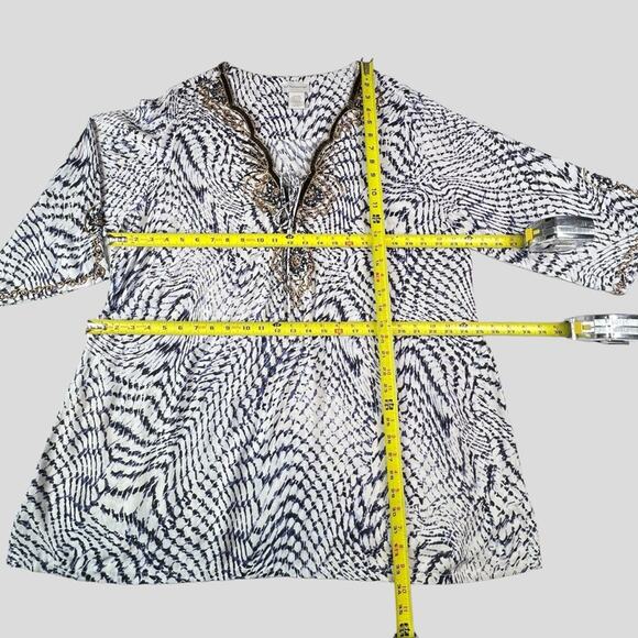 Soft Surroundings South Beach Beaded Blue Abstract Wave Cover-Up Tunic Size 1X - Picture 6 of 7